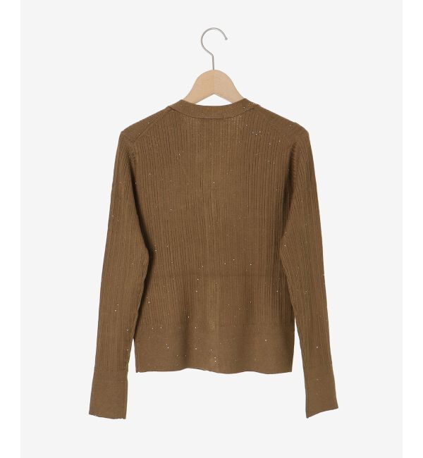  「《手洗い可能》スパンコールリブVネックカーディガン」|カーディガン|