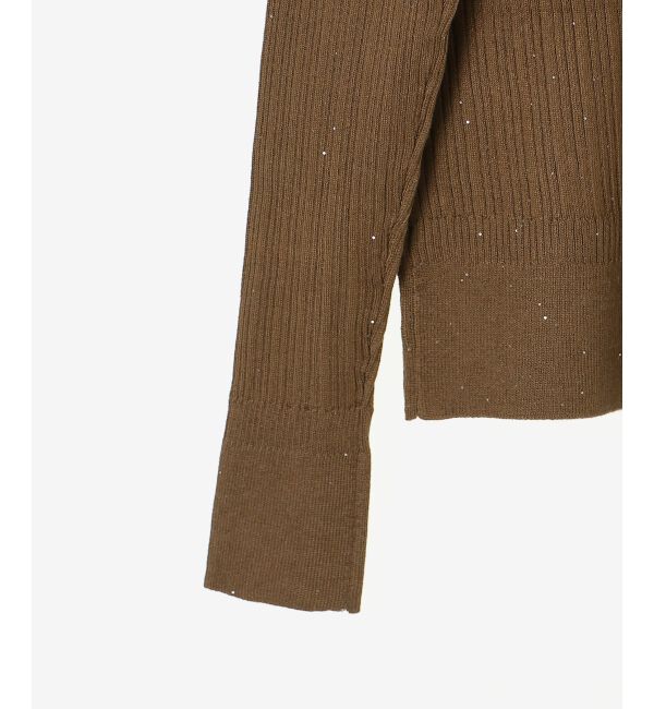  「《手洗い可能》スパンコールリブVネックカーディガン」|カーディガン|