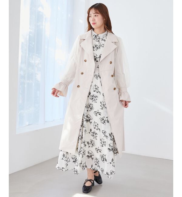 MAJESTICLEGON「チュールレイヤードトレンチコート」|トレンチコート|