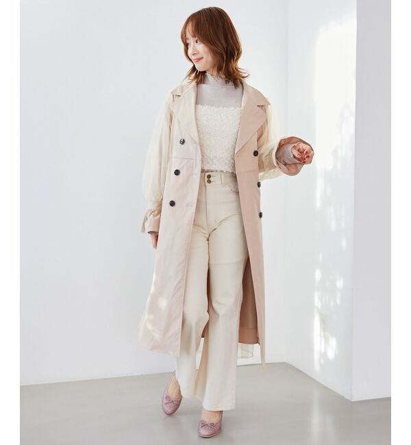 MAJESTICLEGON「チュールレイヤードトレンチコート」|トレンチコート|