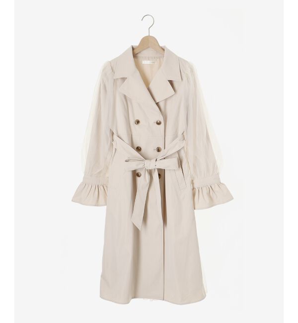 MAJESTICLEGON「チュールレイヤードトレンチコート」|トレンチコート|