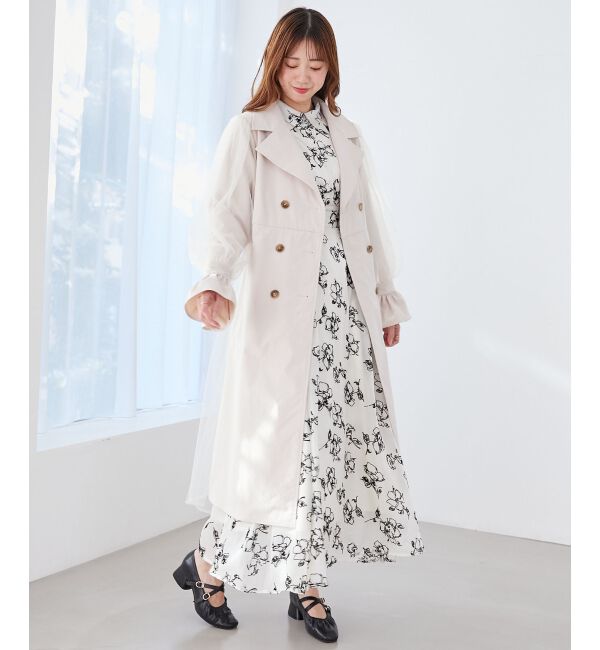 MAJESTICLEGON「チュールレイヤードトレンチコート」|トレンチコート|