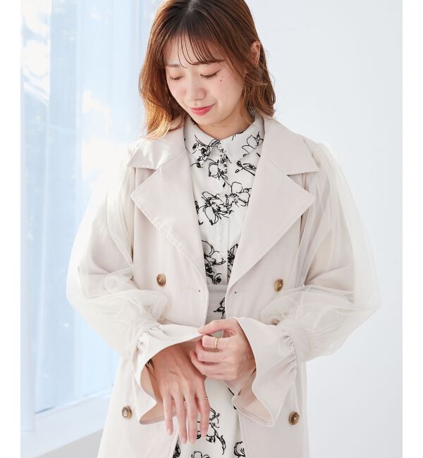 MAJESTICLEGON「チュールレイヤードトレンチコート」|トレンチコート|