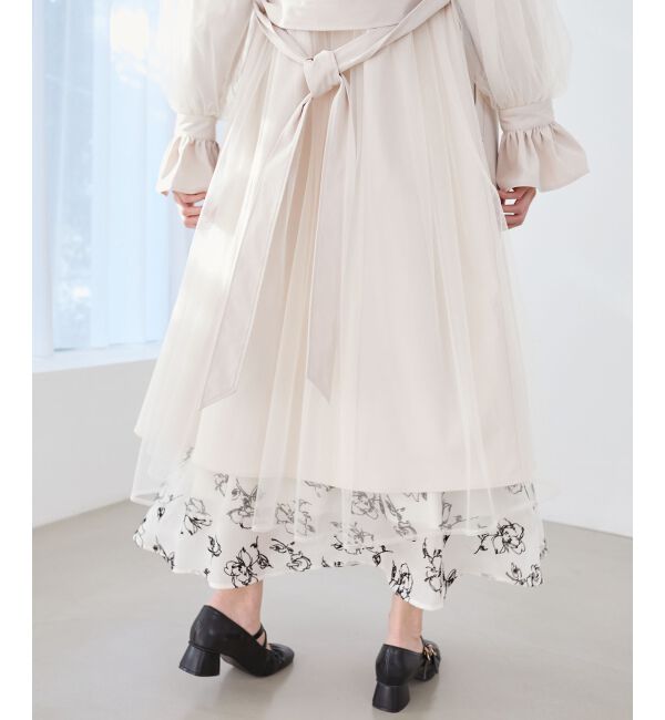 MAJESTICLEGON「チュールレイヤードトレンチコート」|トレンチコート|