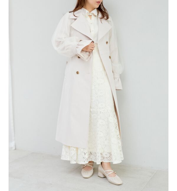 MAJESTICLEGON「チュールレイヤードトレンチコート」|トレンチコート|