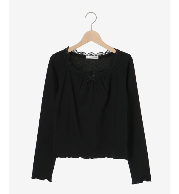 MAJESTICLEGON「ローズリボン付長袖カットトップス」|Tシャツ・カットソー|