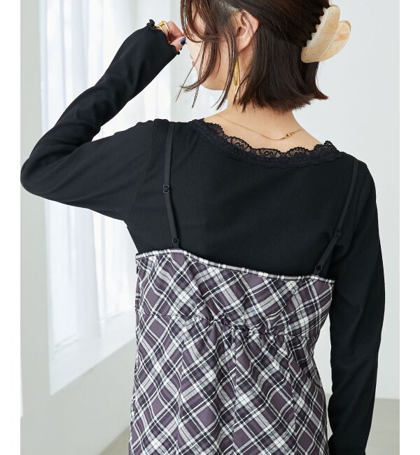 MAJESTICLEGON「ローズリボン付長袖カットトップス」|Tシャツ・カットソー|