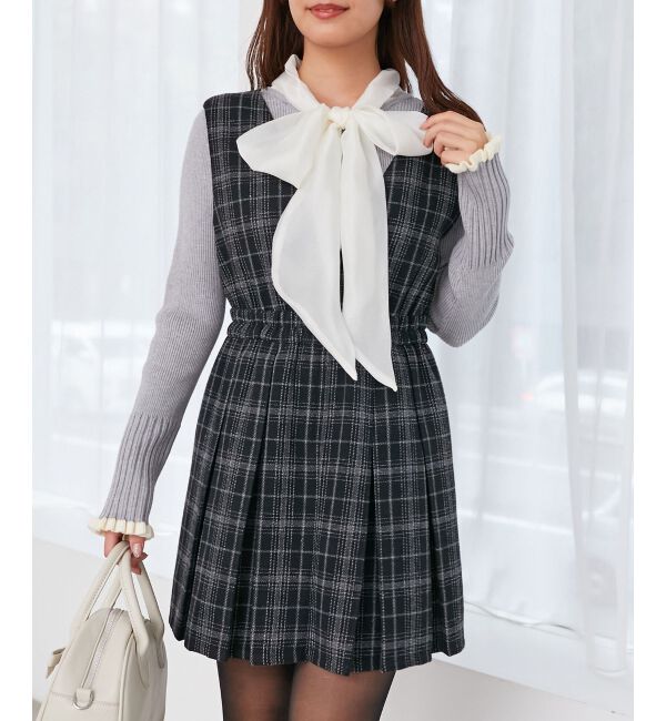 MAJESTICLEGON「チェックプリーツミニジャンスカ」|ジャンパースカート|