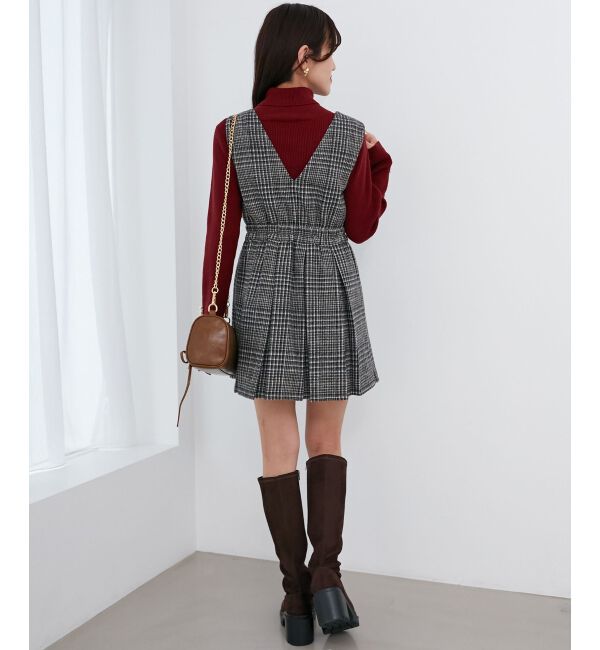 MAJESTICLEGON「チェックプリーツミニジャンスカ」|ジャンパースカート|