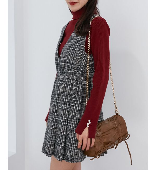 MAJESTICLEGON「チェックプリーツミニジャンスカ」|ジャンパースカート|