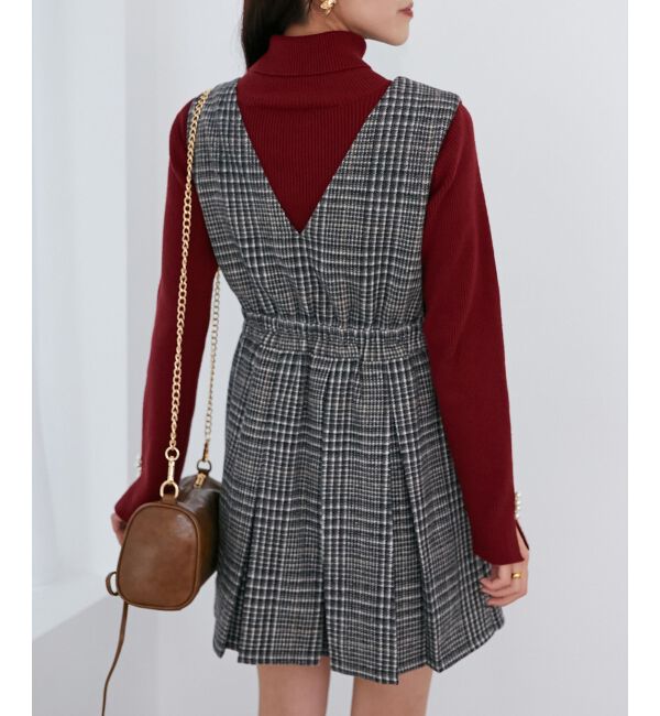 MAJESTICLEGON「チェックプリーツミニジャンスカ」|ジャンパースカート|