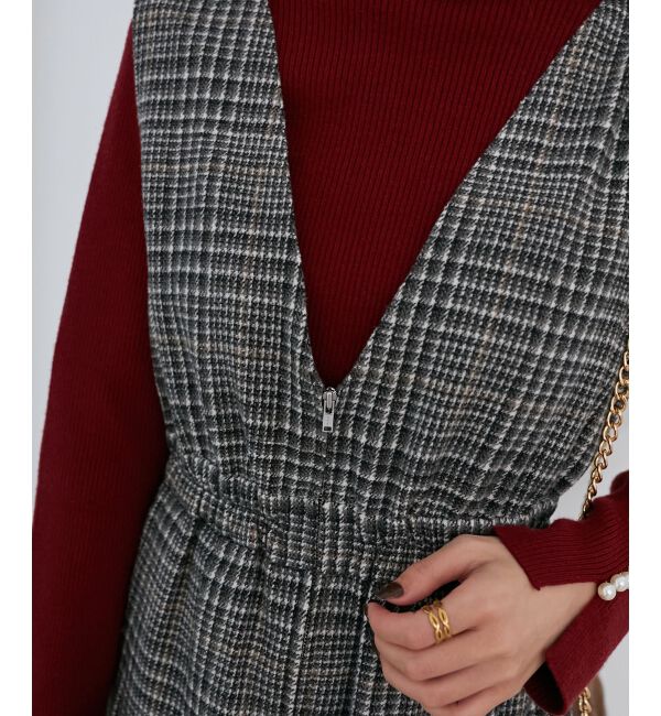 MAJESTICLEGON「チェックプリーツミニジャンスカ」|ジャンパースカート|