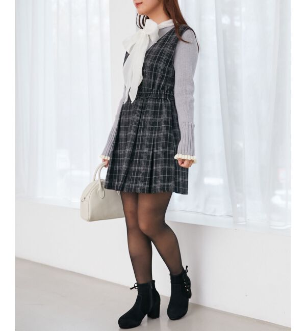 MAJESTICLEGON「チェックプリーツミニジャンスカ」|ジャンパースカート|