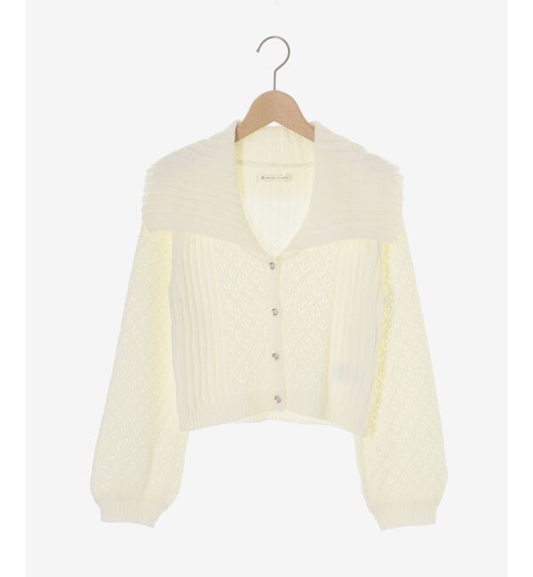  「ビッグカラー透かしニットカーデ」|カーディガン|