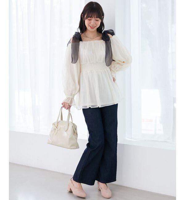MAJESTICLEGON「ショルダーリボンオフショルチュニック」|シャツ・ブラウス|