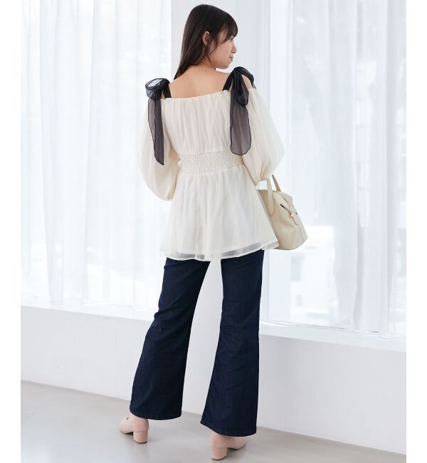 MAJESTICLEGON「ショルダーリボンオフショルチュニック」|シャツ・ブラウス|