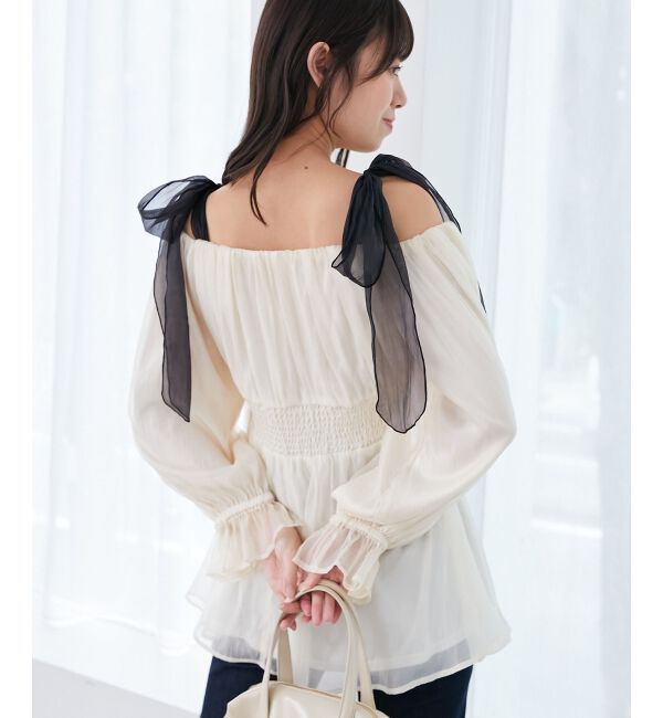 MAJESTICLEGON「ショルダーリボンオフショルチュニック」|シャツ・ブラウス|