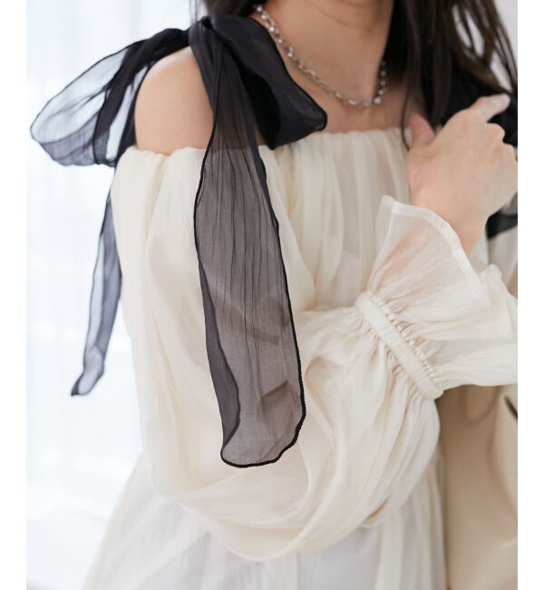 MAJESTICLEGON「ショルダーリボンオフショルチュニック」|シャツ・ブラウス|