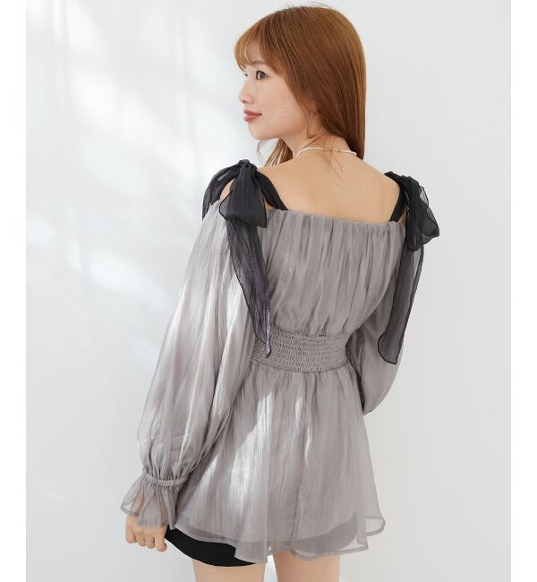 MAJESTICLEGON「ショルダーリボンオフショルチュニック」|シャツ・ブラウス|