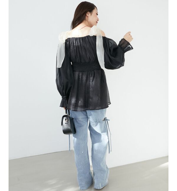 MAJESTICLEGON「ショルダーリボンオフショルチュニック」|シャツ・ブラウス|