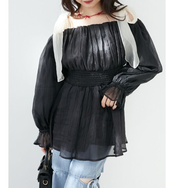 MAJESTICLEGON「ショルダーリボンオフショルチュニック」|シャツ・ブラウス|
