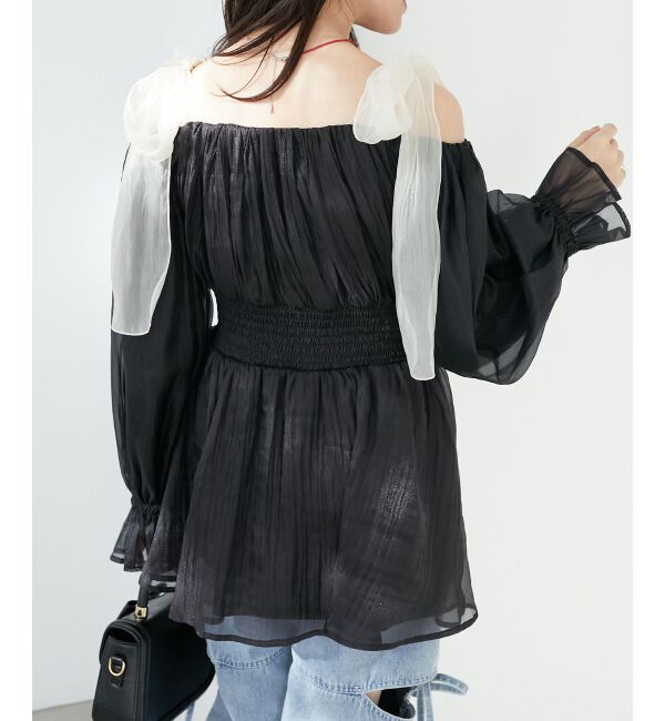 MAJESTICLEGON「ショルダーリボンオフショルチュニック」|シャツ・ブラウス|
