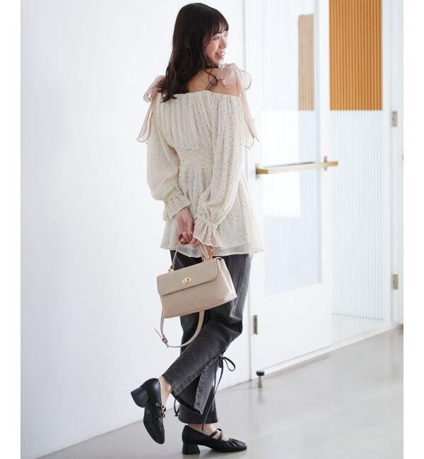 MAJESTICLEGON「ショルダーリボンオフショルチュニック」|シャツ・ブラウス|