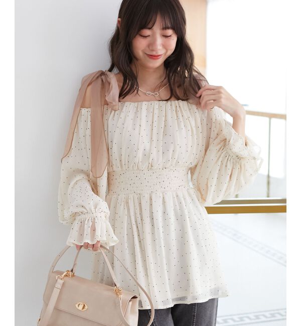 MAJESTICLEGON「ショルダーリボンオフショルチュニック」|シャツ・ブラウス|