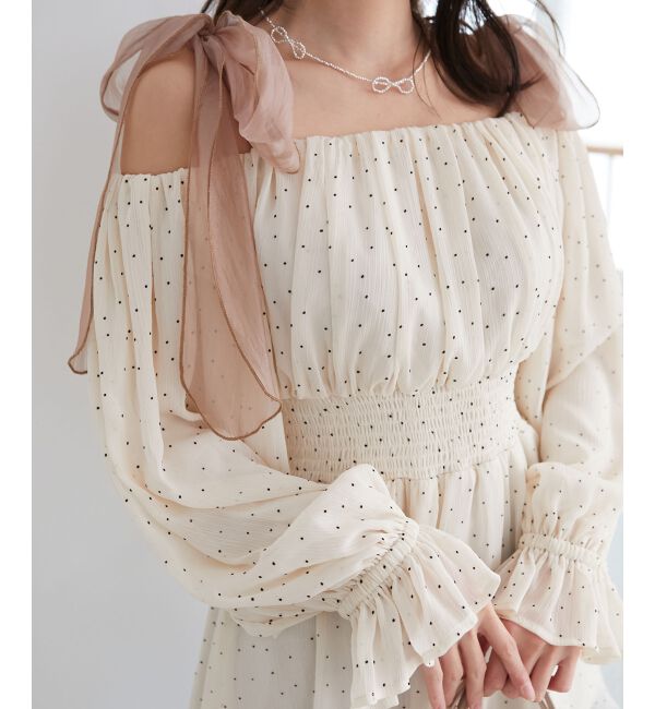 MAJESTICLEGON「ショルダーリボンオフショルチュニック」|シャツ・ブラウス|