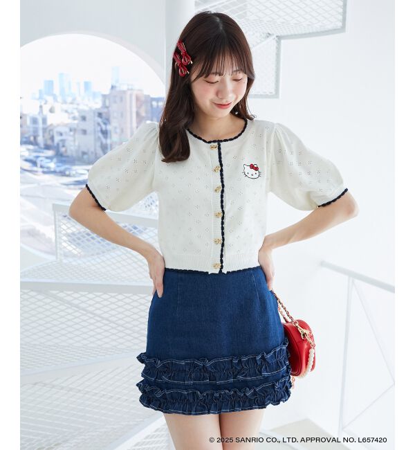  「ハローキティ リボンニットカーデ」|カーディガン|