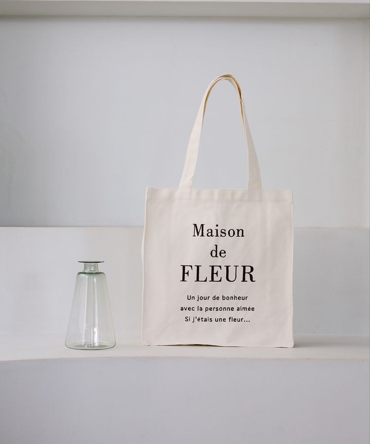 Maison de FLEUR「ブランドロゴ刺繍スクエアトートバッグ」|トートバッグ|ブラウン