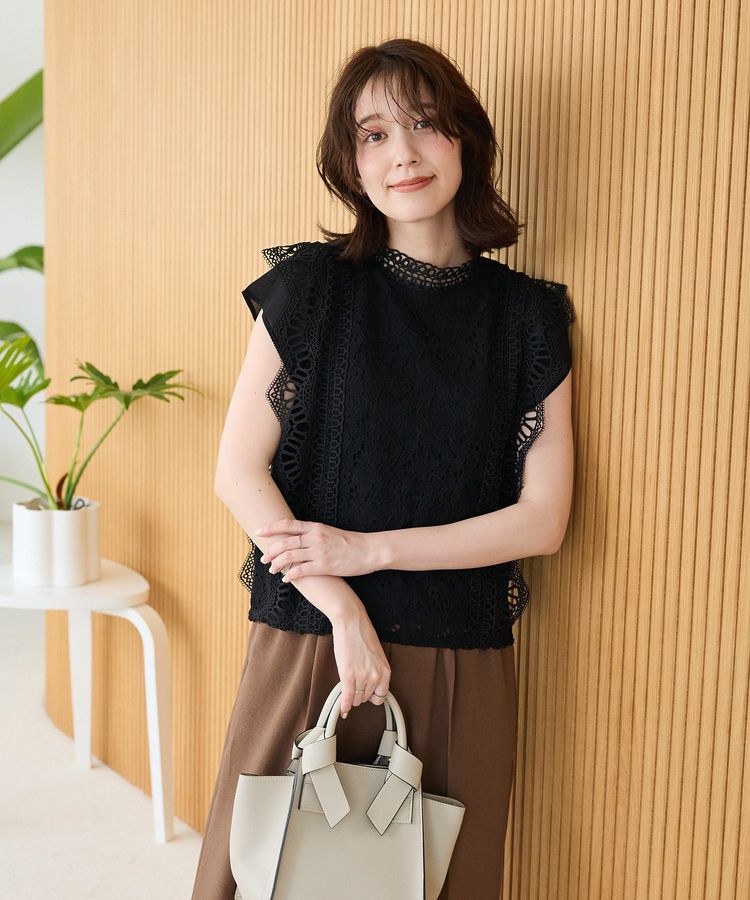 Green Parks「・Petit Fleur フレンチレーシーブラウス」|シャツ・ブラウス|Black