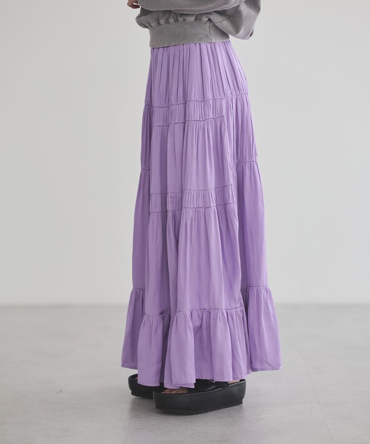 GARAGE OF GOOD CLOTHING「サテンティアードスカート」|フレア|