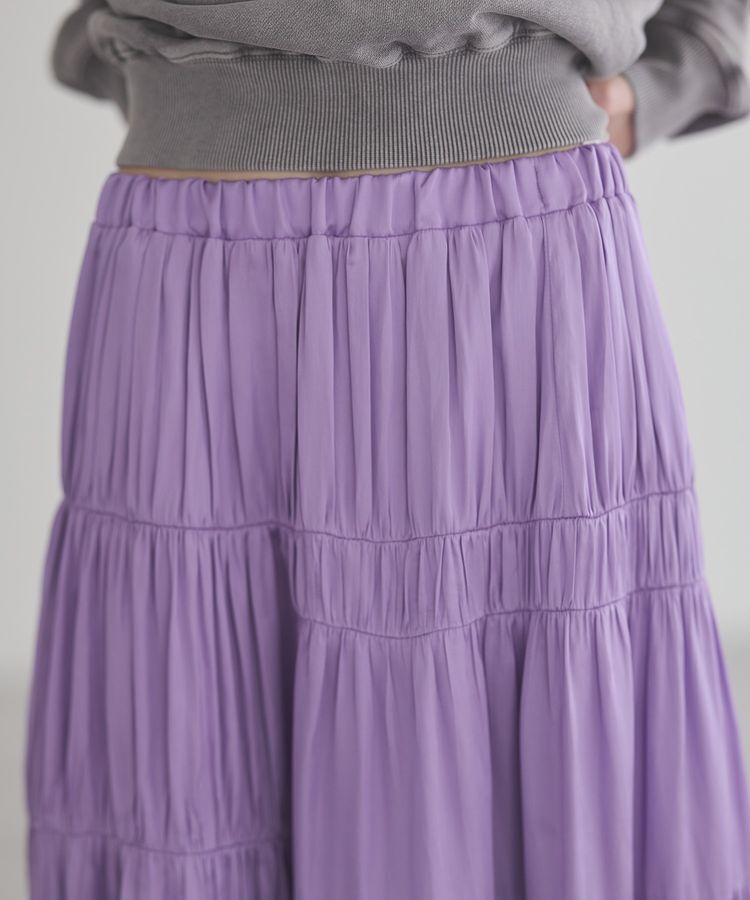 GARAGE OF GOOD CLOTHING「サテンティアードスカート」|フレア|