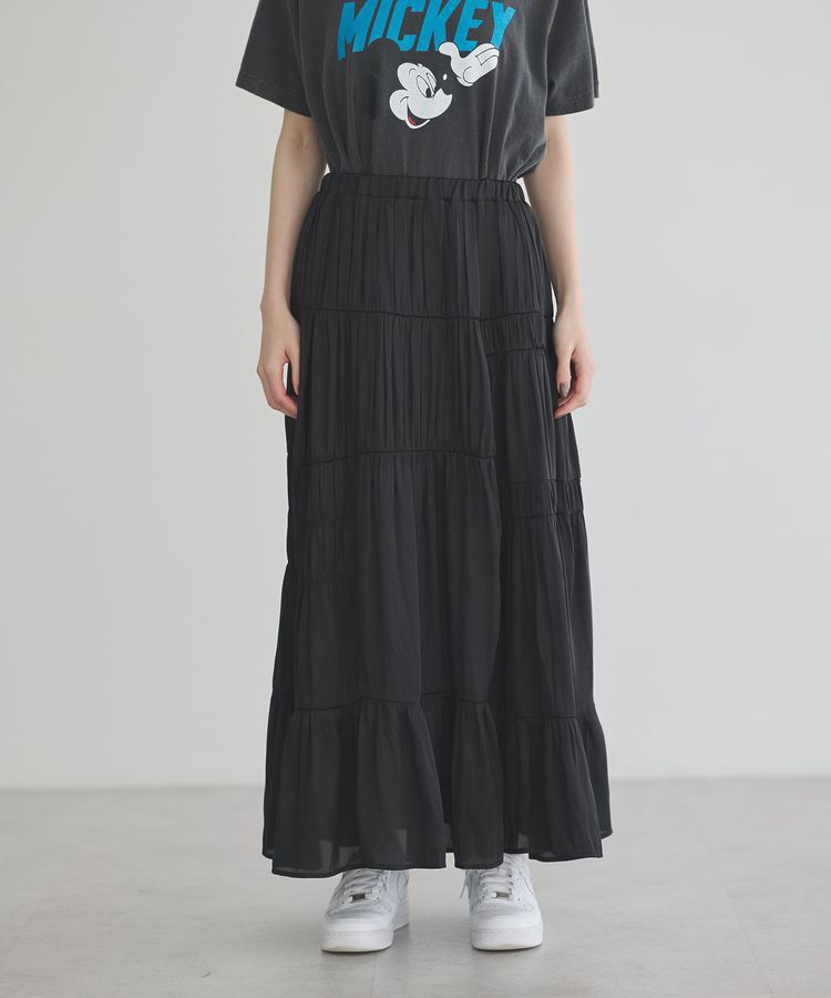 GARAGE OF GOOD CLOTHING「サテンティアードスカート」|フレア|