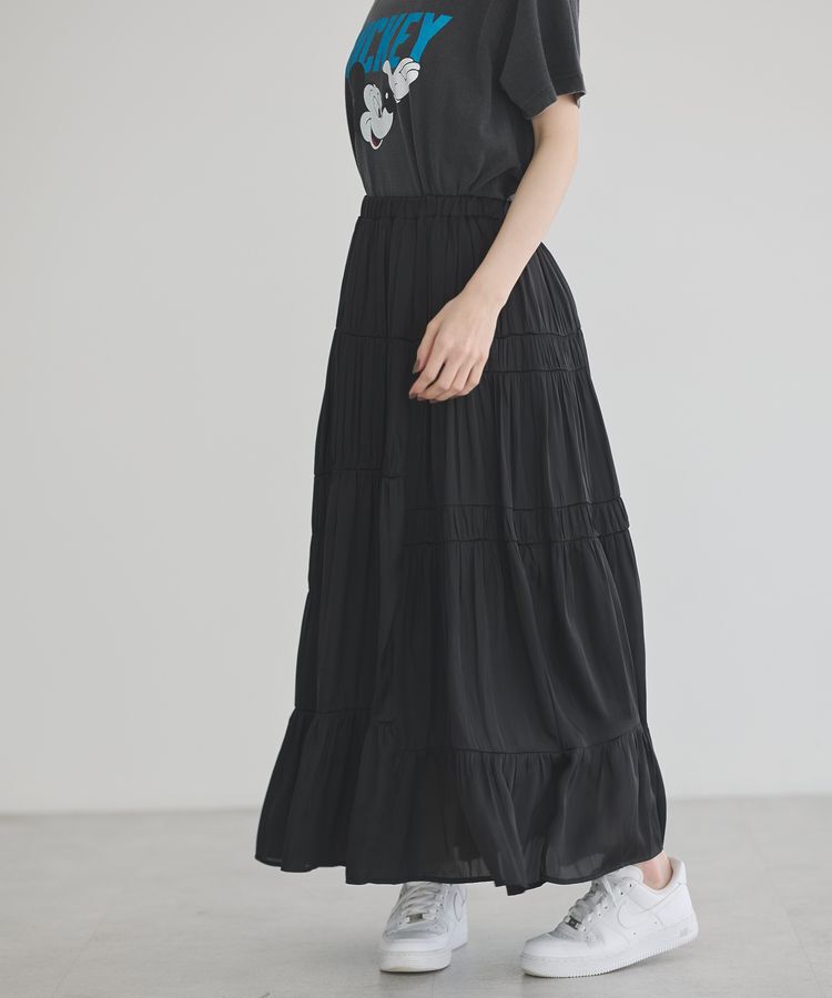 GARAGE OF GOOD CLOTHING「サテンティアードスカート」|フレア|