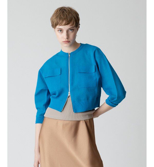 allureville「シアーラミーブルゾン」|カーディガン|ブルー