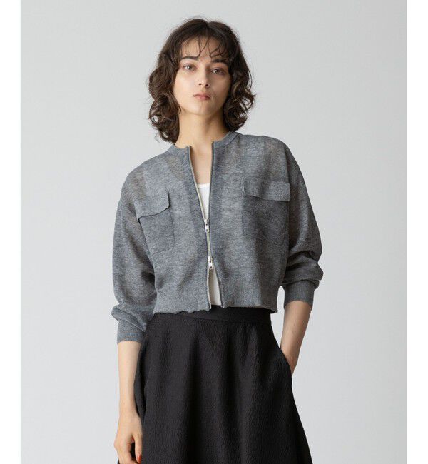 allureville「シアーラミーブルゾン」|カーディガン|グレー