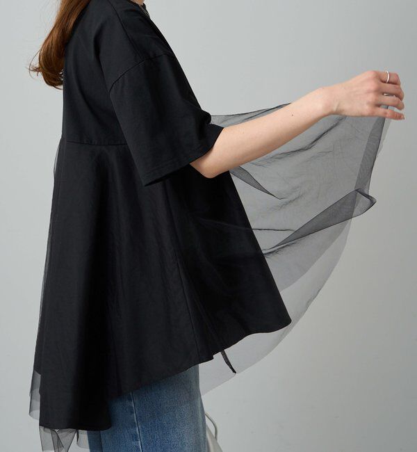  「《リバイバル》【WEB限定/Du noir】チュールドッキングTシャツ」|プルオーバー|