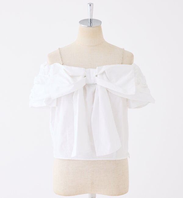  「肩ビジューリボンオフショルブラウス」|シャツ・ブラウス|