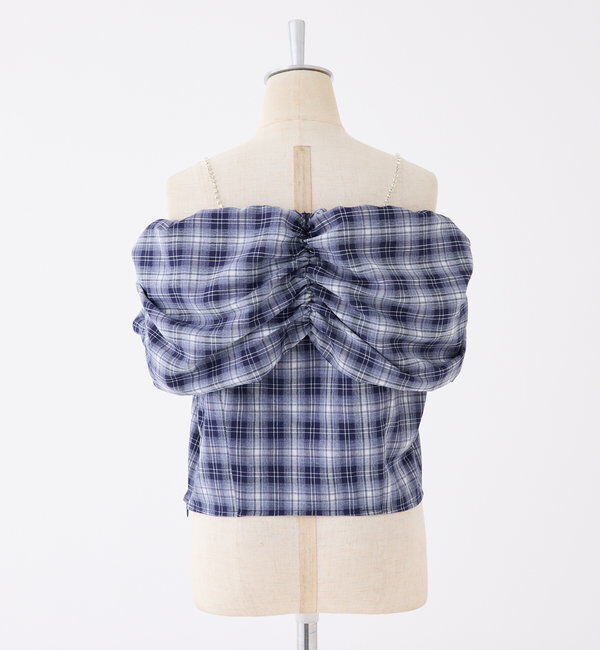  「肩ビジューリボンオフショルブラウス」|シャツ・ブラウス|