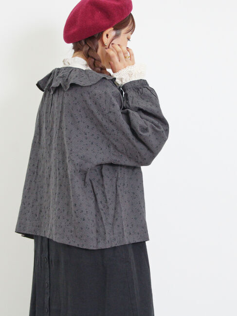 Samansa Mos2「【Slow linen】柄アソートフリルブラウス」|シャツ・ブラウス|