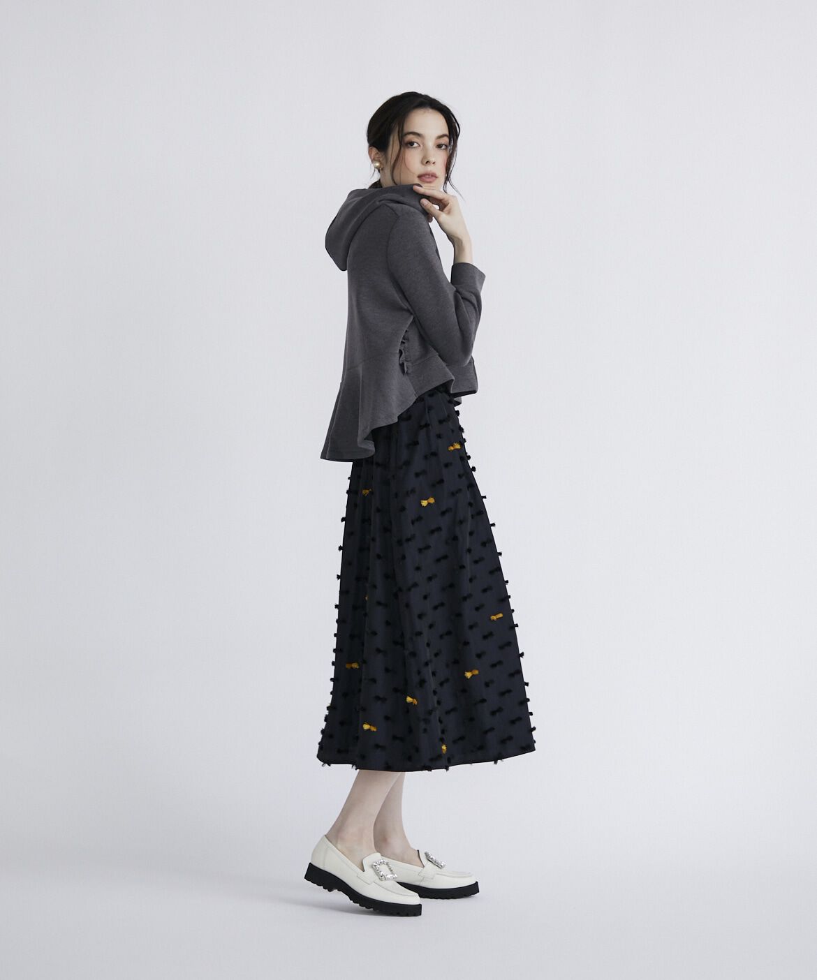 Maglie le cassetto「《M Maglie le cassetto》リボンジャガードタックスカート」|フレア|