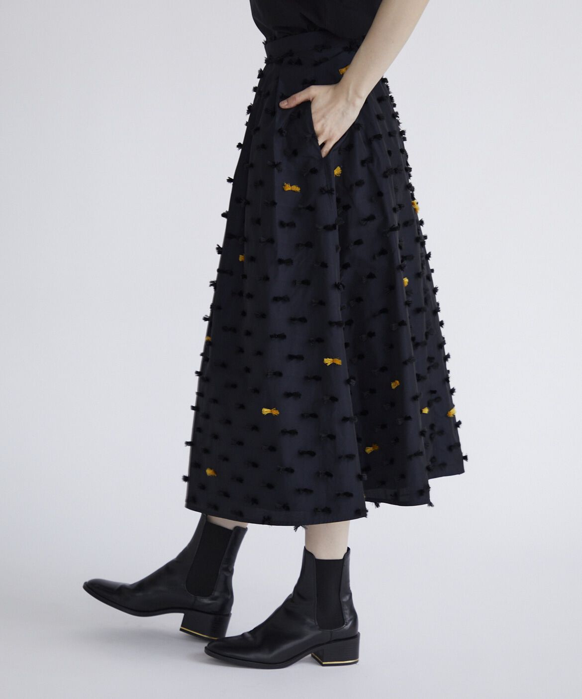 Maglie le cassetto「《M Maglie le cassetto》リボンジャガードタックスカート」|フレア|