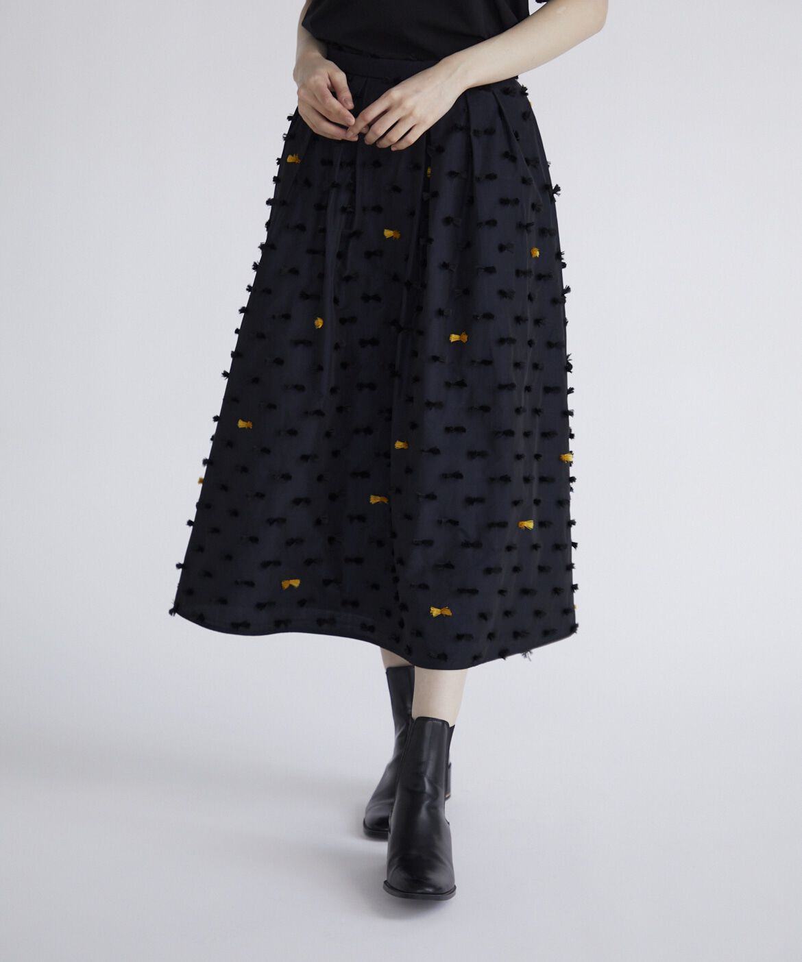 Maglie le cassetto「《M Maglie le cassetto》リボンジャガードタックスカート」|フレア|