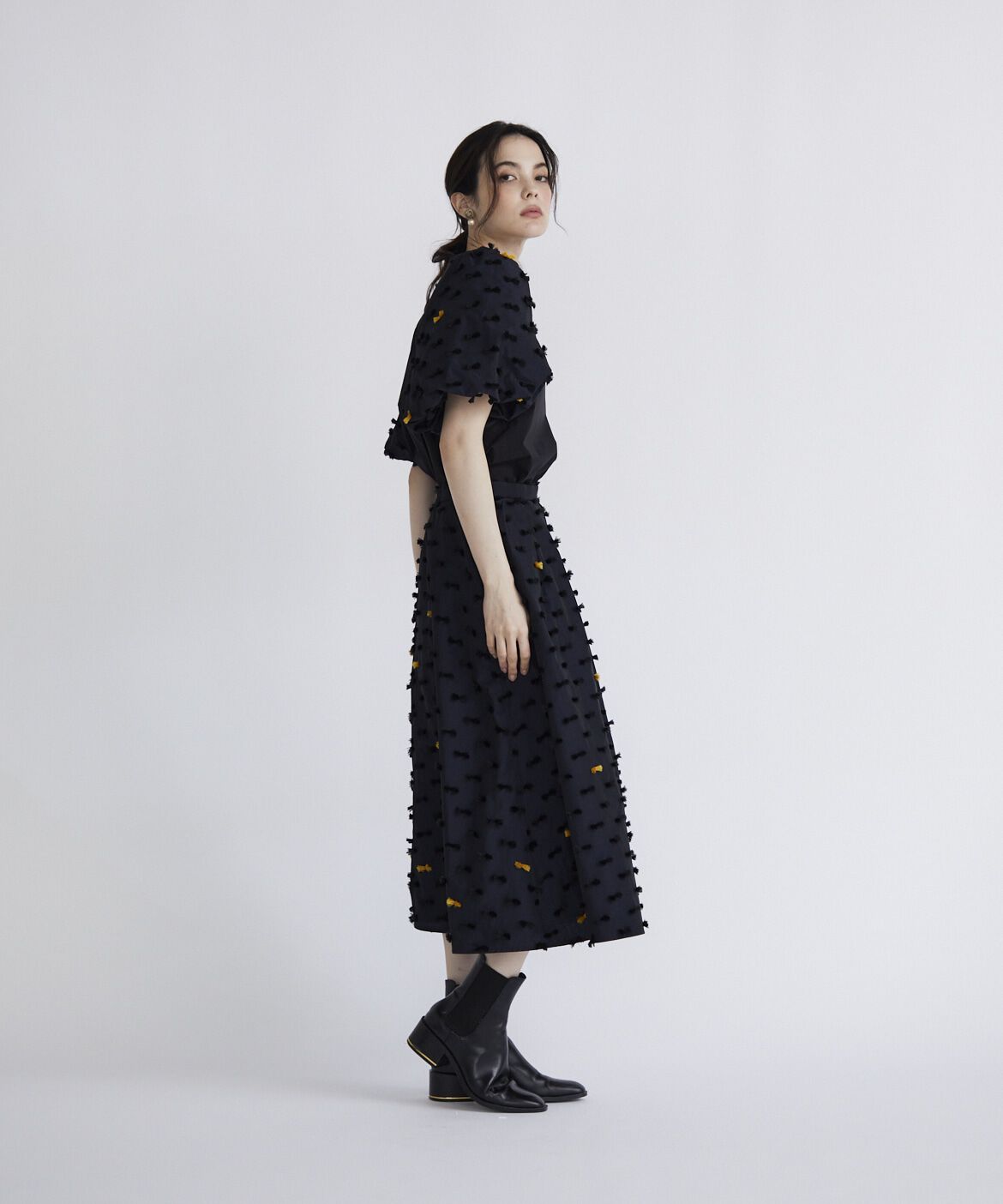 Maglie le cassetto「《M Maglie le cassetto》リボンジャガードタックスカート」|フレア|