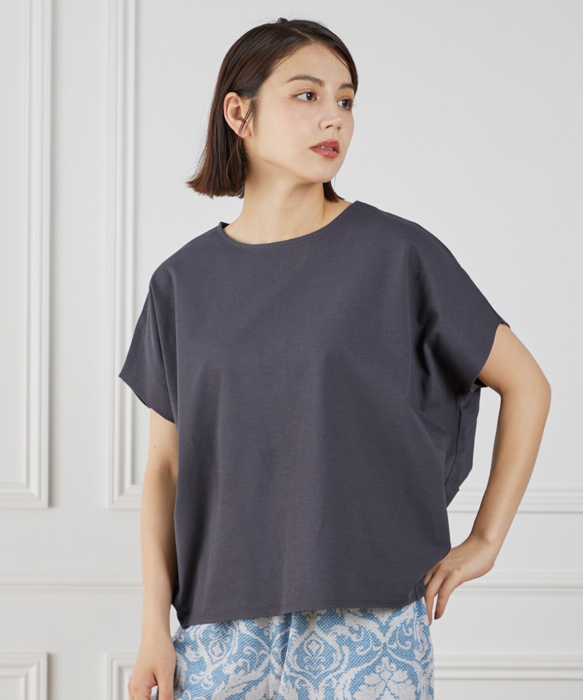 7-IDconcept.「《大きいサイズ》サイドタックドルマンプルオーバー」|Tシャツ・カットソー|チャコールグ 3