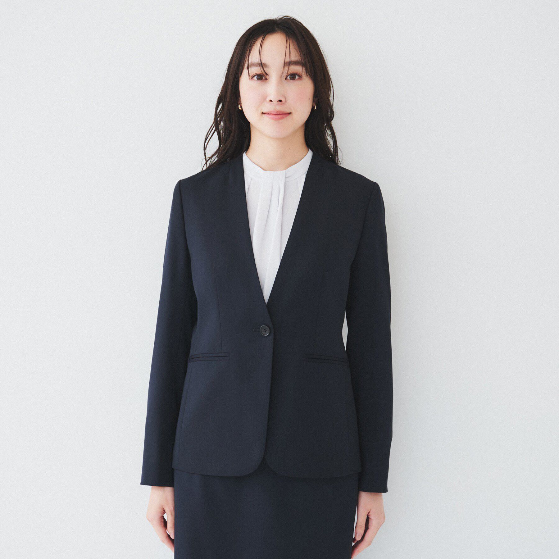 UNTITLED「レジェールギャバ 背抜きカラーレスジャケット」|ノーカラージャケット|