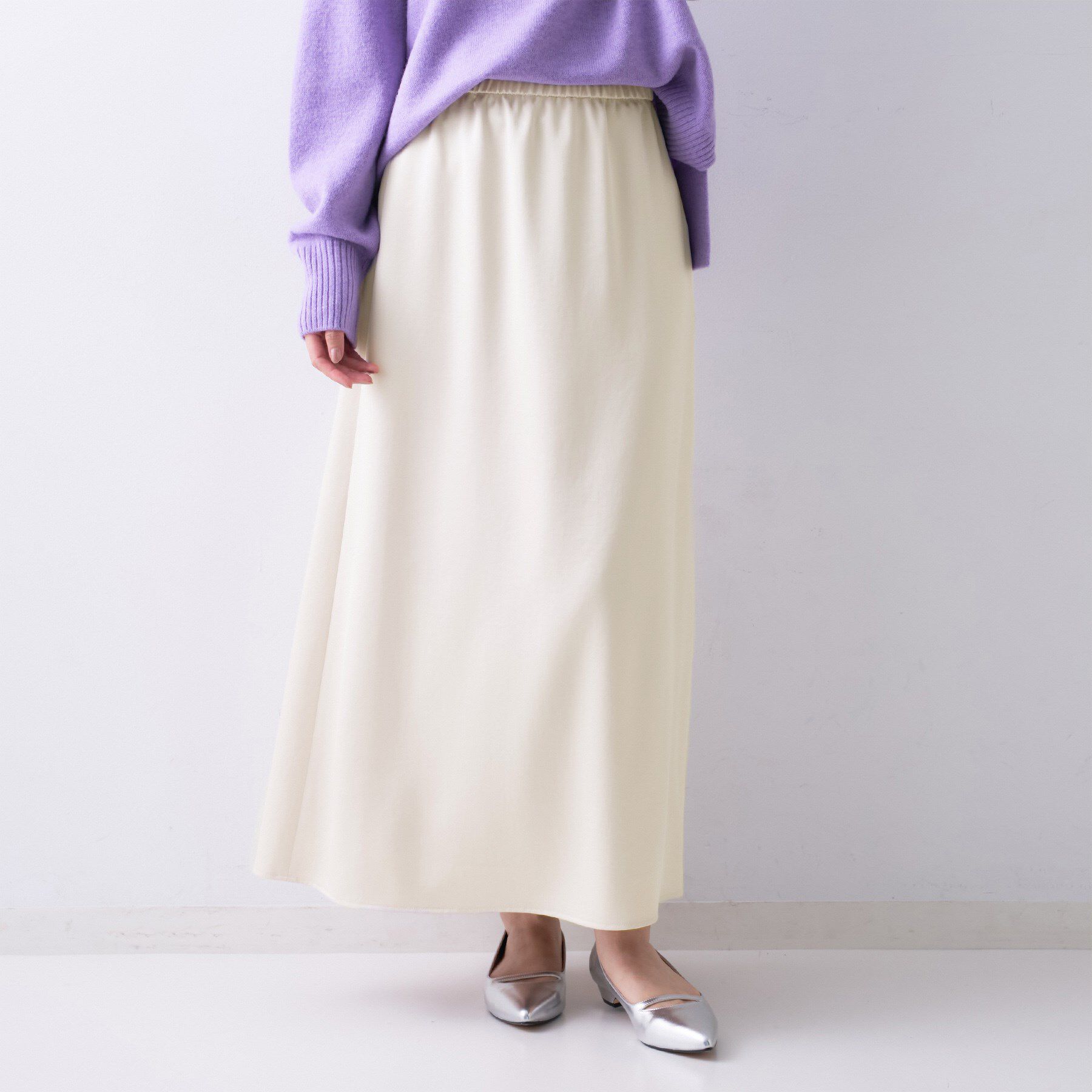UNTITLED「【ウエストゴム/ロング】サテンナロースカート」|スカート|