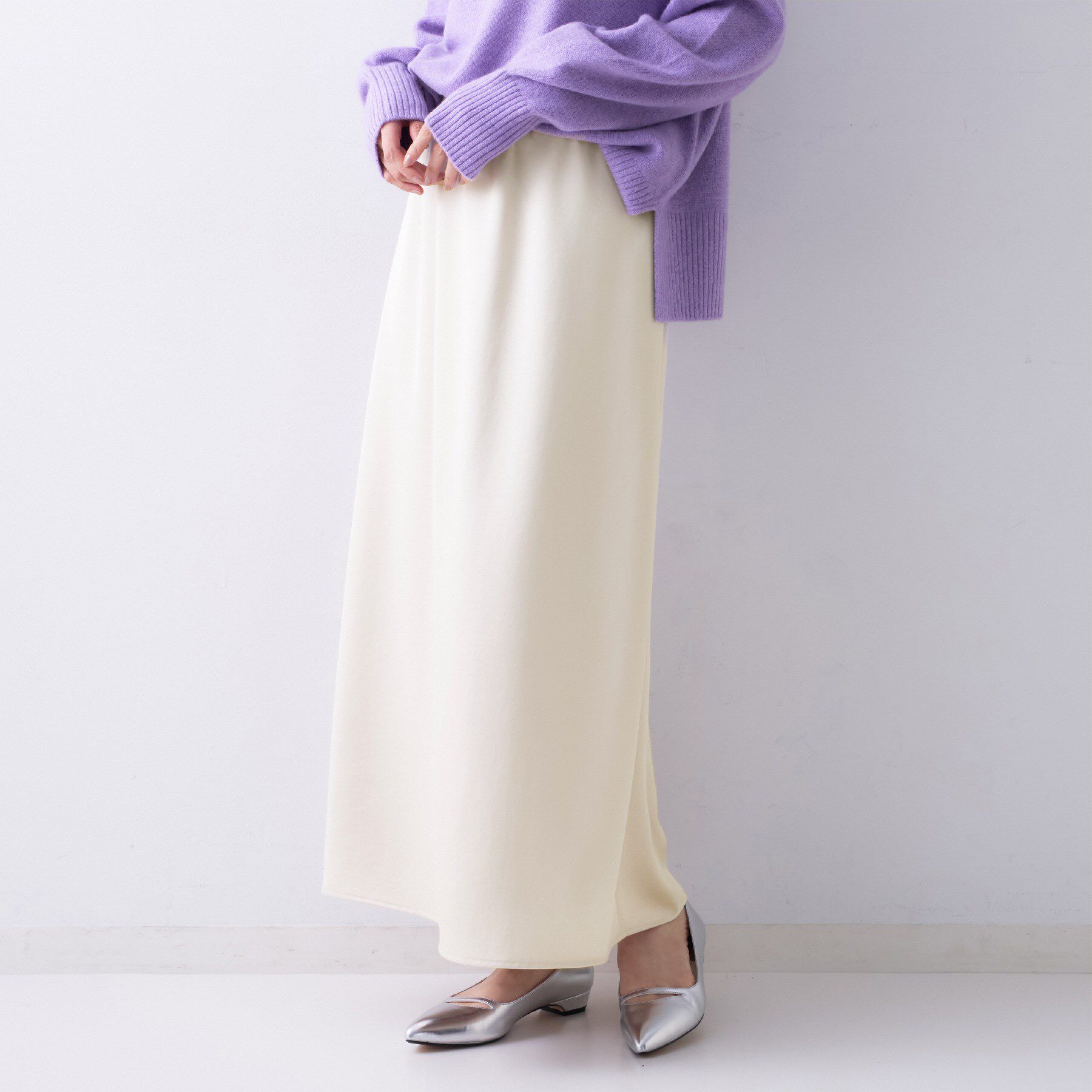 UNTITLED「【ウエストゴム/ロング】サテンナロースカート」|スカート|